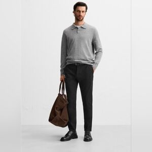 ZARA Black Melange Slim Stretch Trousers – Size 34 NWT